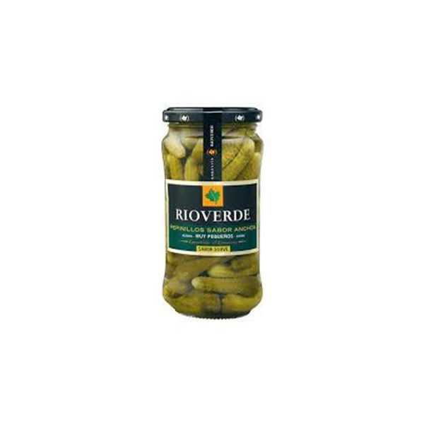 2100065-Bocal en verre avec olives et cornichons Rioverde